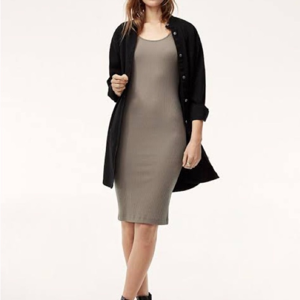 Aritzia Wilfred Free Murdock Dress in Modern Taupe